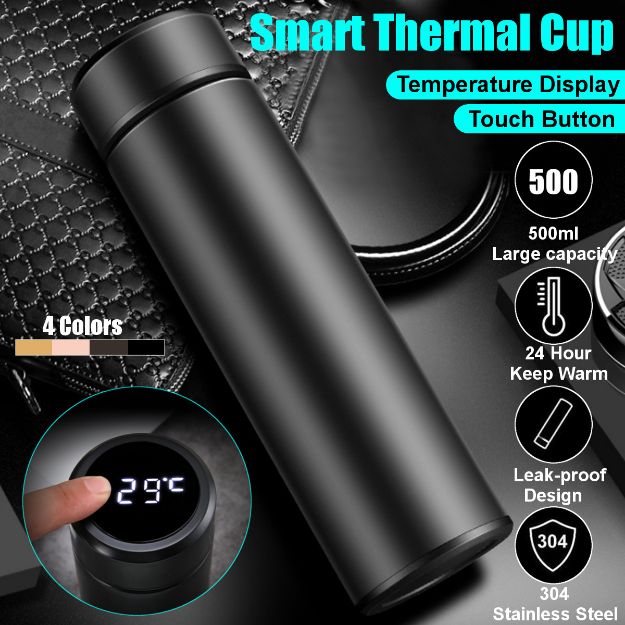 LED Temperature Display Water Bottle Stainless Steel 500ML
