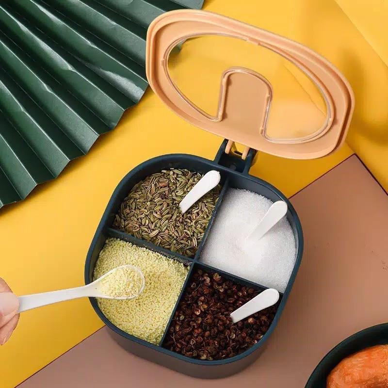 4 Grid Spice Seasoning Food and Masala Rack/Box With Free Spoon