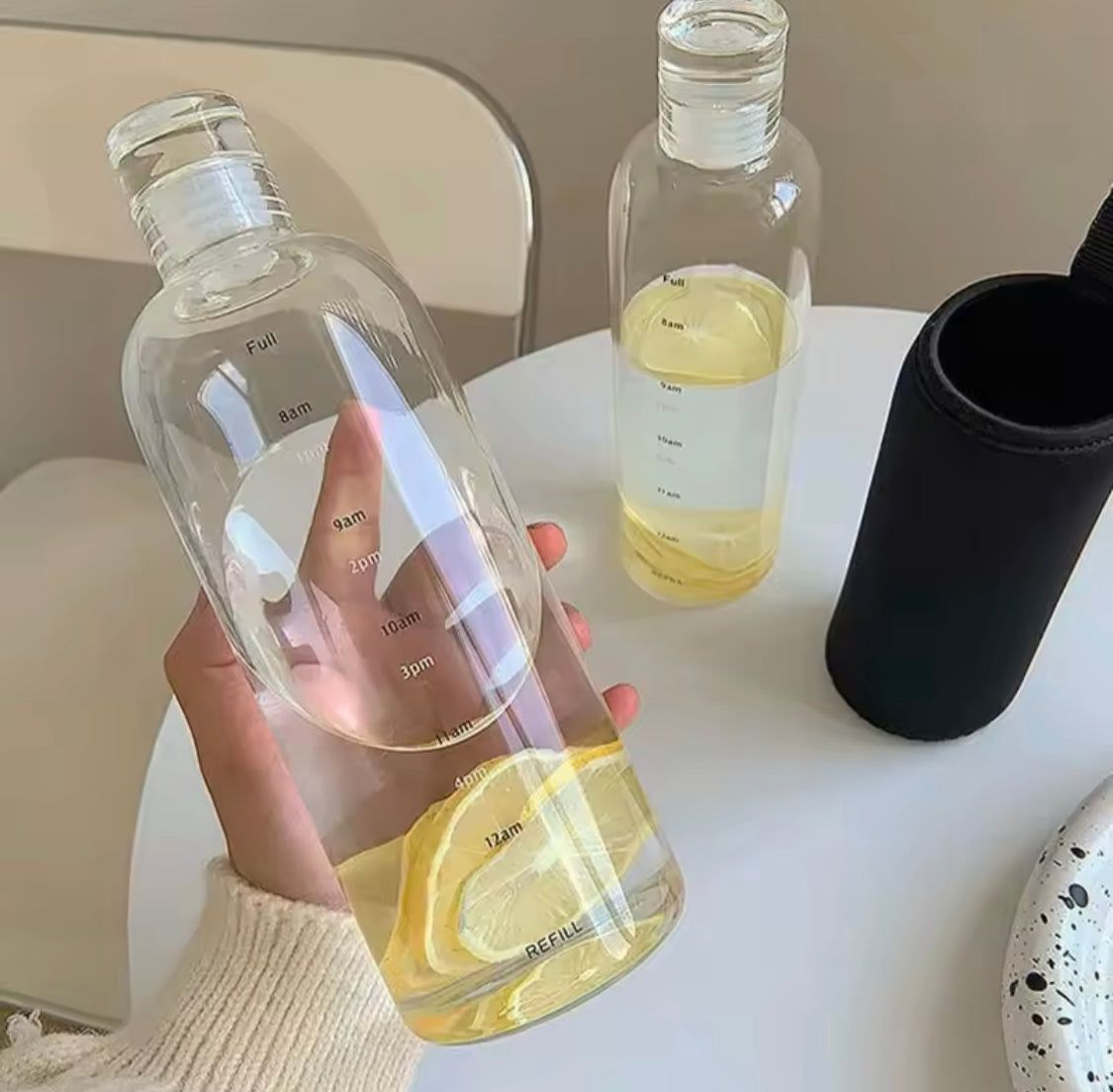 Creative Plastic Water Bottle With Time Scale, Large Capacity Leakproof Water Bottle, Gym Sports Water Bottles