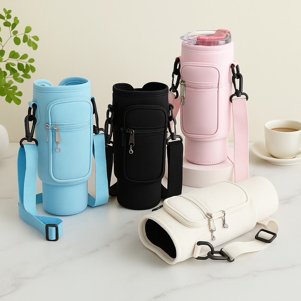 40oz Water Bottle Carrier Bag – Fits Stanley Quencher with Strap (Random Color)