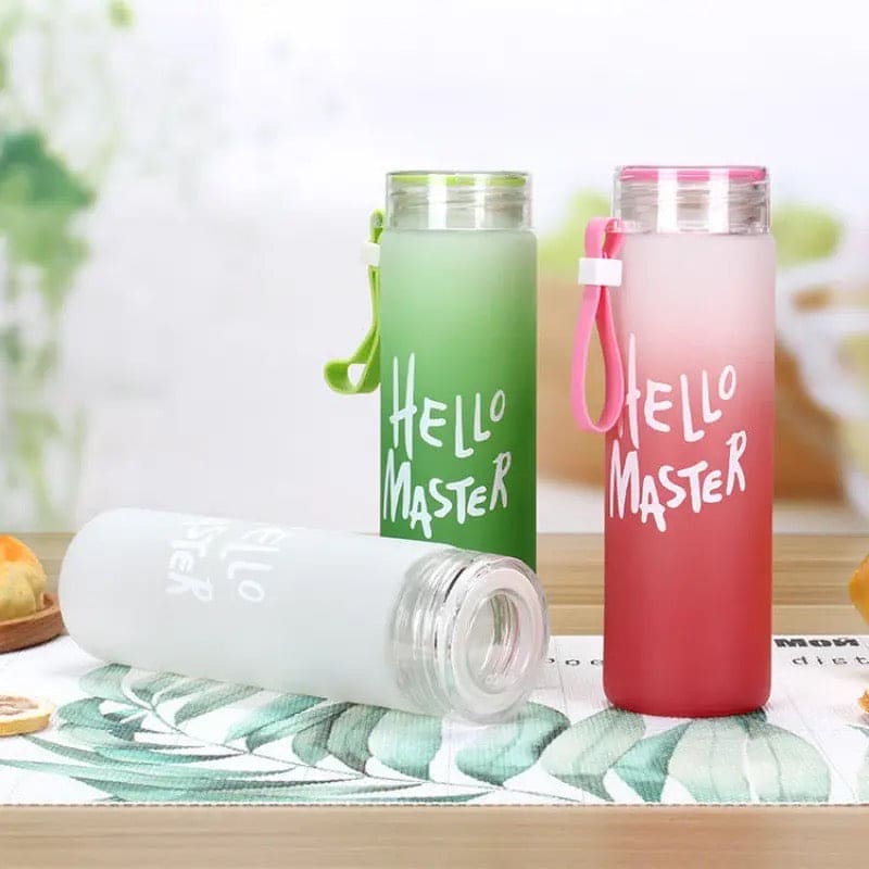 Hello Master Water Bottle, 480ml Transparent Gradient Colorful Bottle, Portable Athletic Stylish Frosted Water Bottle, Large Capacity Misting Water Bottle, Gradient Drinkware Travel Bottle, Outdoor Sport Fitness Water Cup