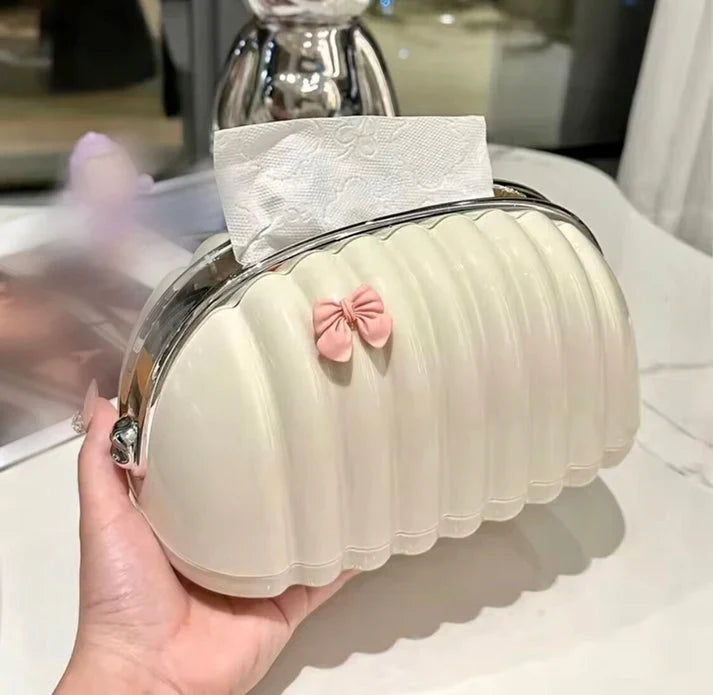 Cute Bow Design Tissue Box – Creative Shell Tissue Box