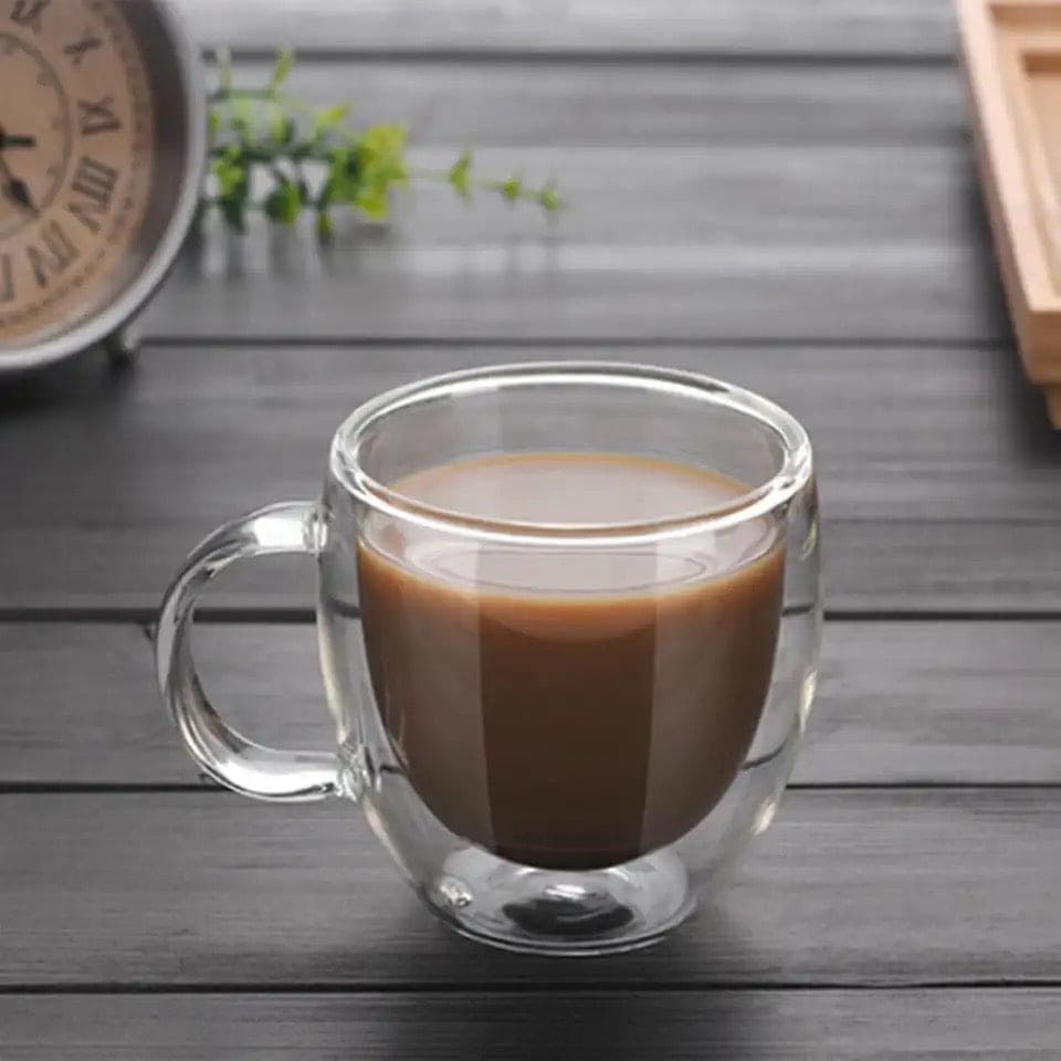 Heat Resistant Tea Cup, Double Wall Glass Cup With Handle, Portable Transparent Beverage Mug, Chai Glass Cup, Insulated Coffee Mug, Coffee Glass