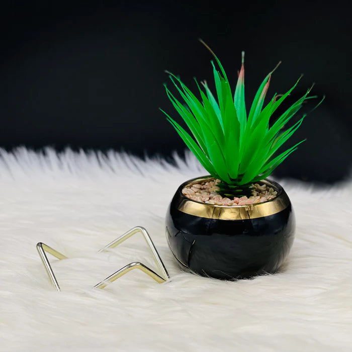 Ceramic Flower Vase with Iron Stand and Artificial Flower