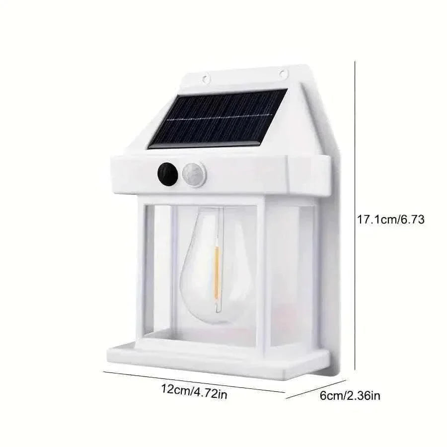 Solar Outdoor Motion Sensor Light - Waterproof Wireless Dusk-to-Dawn Lantern with Tungsten Filament for Gardens and Villas, Sun-Powered Induction