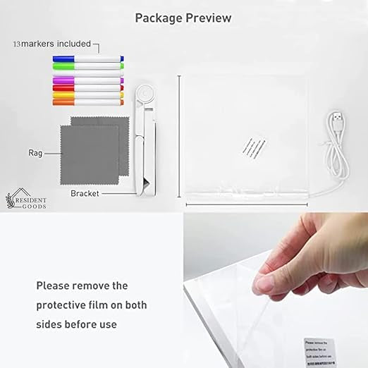 DIY 3D Acrylic LED Writing Pad with 7 Color Markers