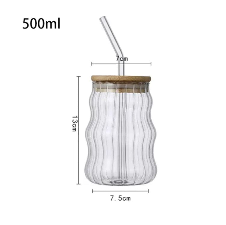 Volcano Glass Mug | Bamboo Lid & Straw – Iced Coffee, Juice & Cocktail Cup