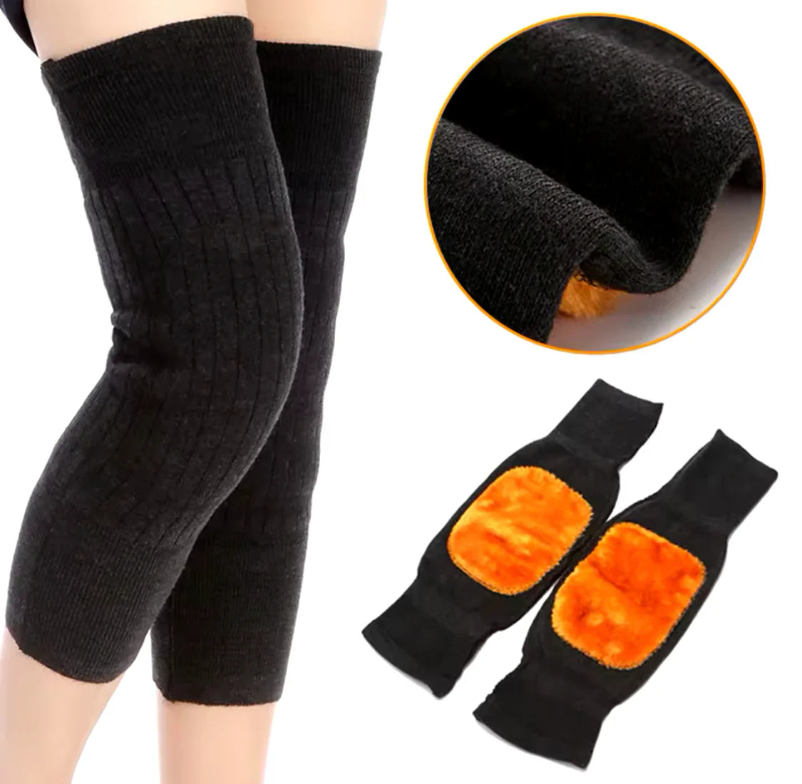 Warm Wool Knee Warmers – 1 Pair (2Pc) | Soft Fleece Knee Pads for Men & Women