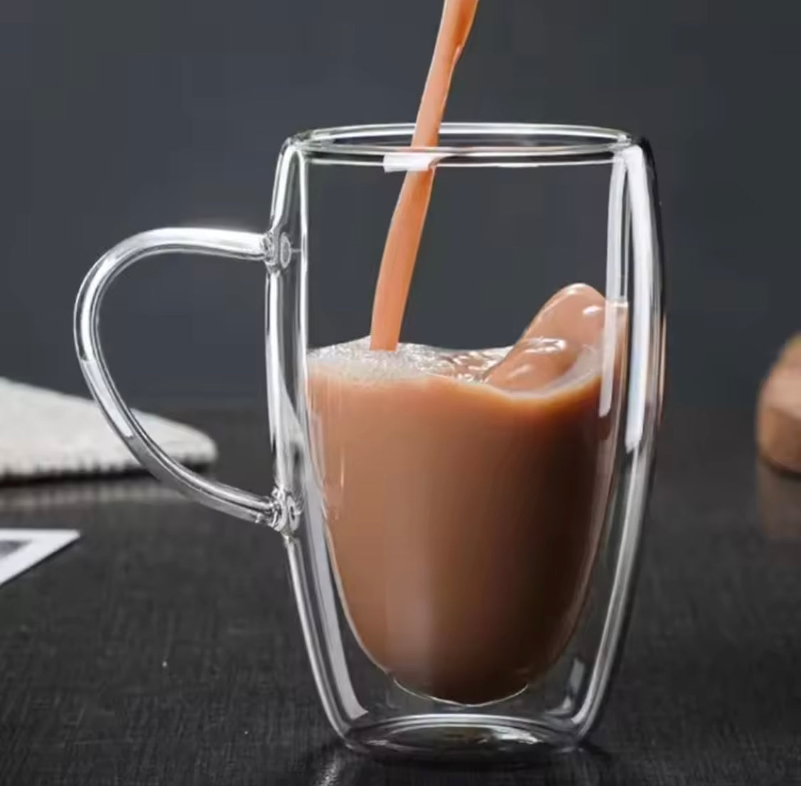 Heat Resistant Tea Cup, Double Wall Glass Cup With Handle, Portable Transparent Beverage Mug, Chai Glass Cup, Insulated Coffee Mug, Coffee Glass