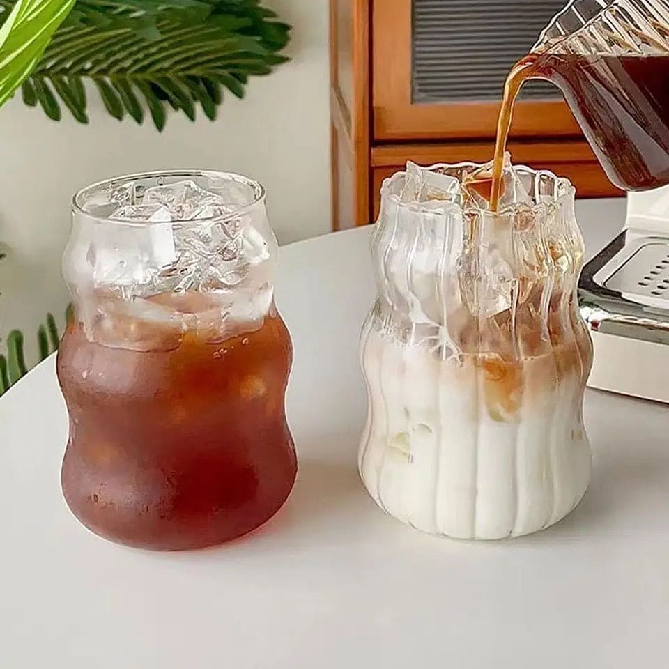 Volcano Glass Mug | Bamboo Lid & Straw – Iced Coffee, Juice & Cocktail Cup