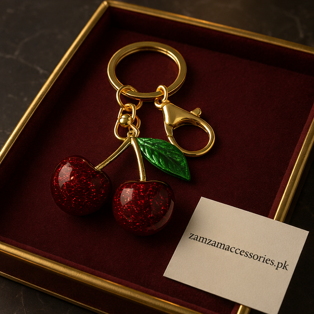 Luxury Sparkling Cherry Keychain for Bags & Keys