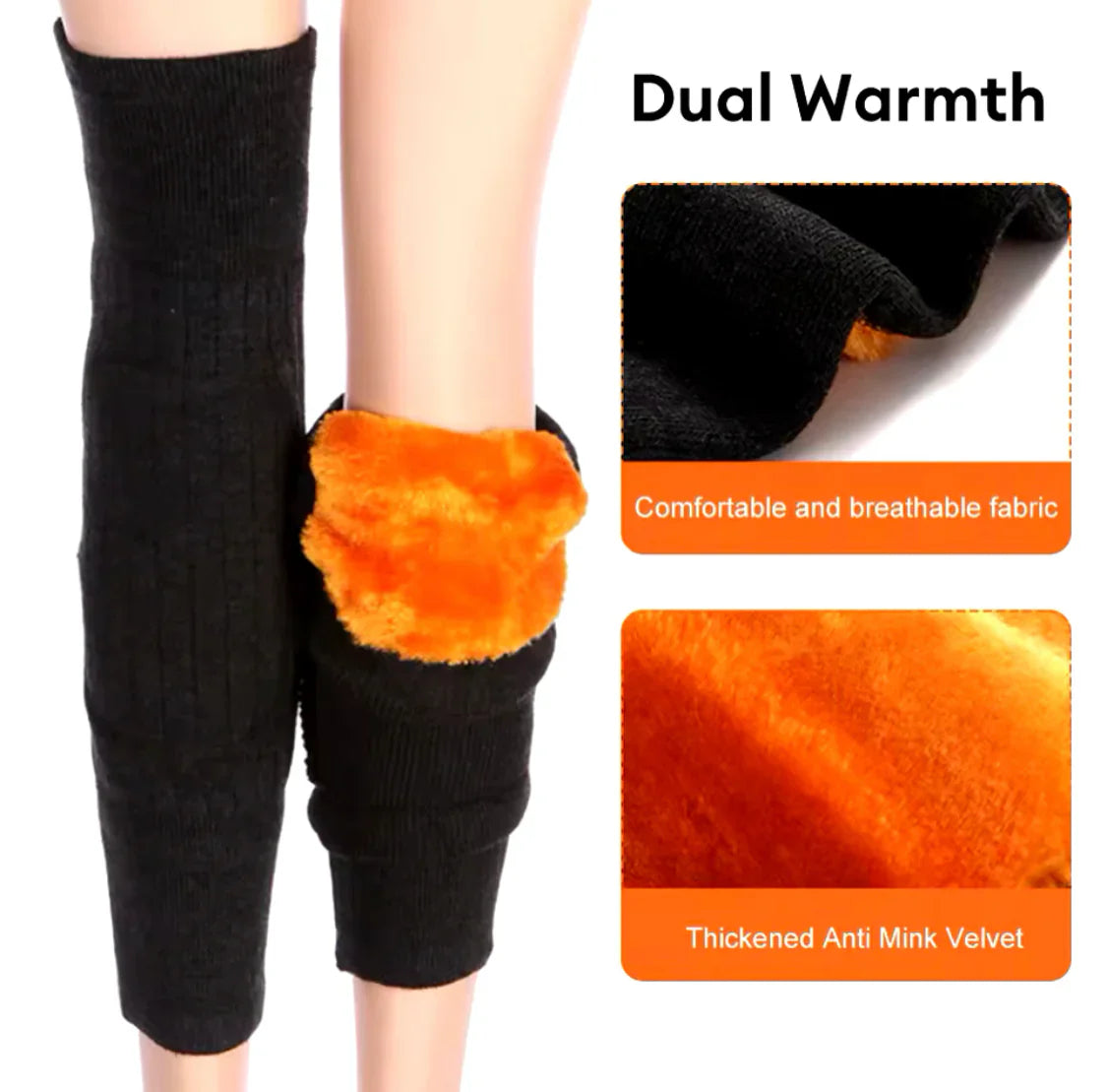 Warm Wool Knee Warmers – 1 Pair (2Pc) | Soft Fleece Knee Pads for Men & Women
