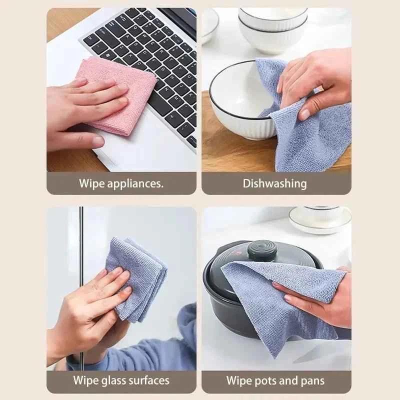 Reusable Microfiber Kitchen Cleaning Towels - Absorbent Dishcloths - Pack of 20 Pcs