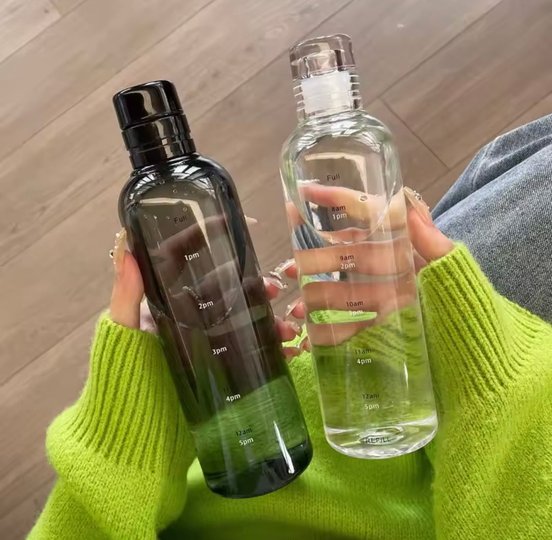 Creative Plastic Water Bottle With Time Scale, Large Capacity Leakproof Water Bottle, Gym Sports Water Bottles