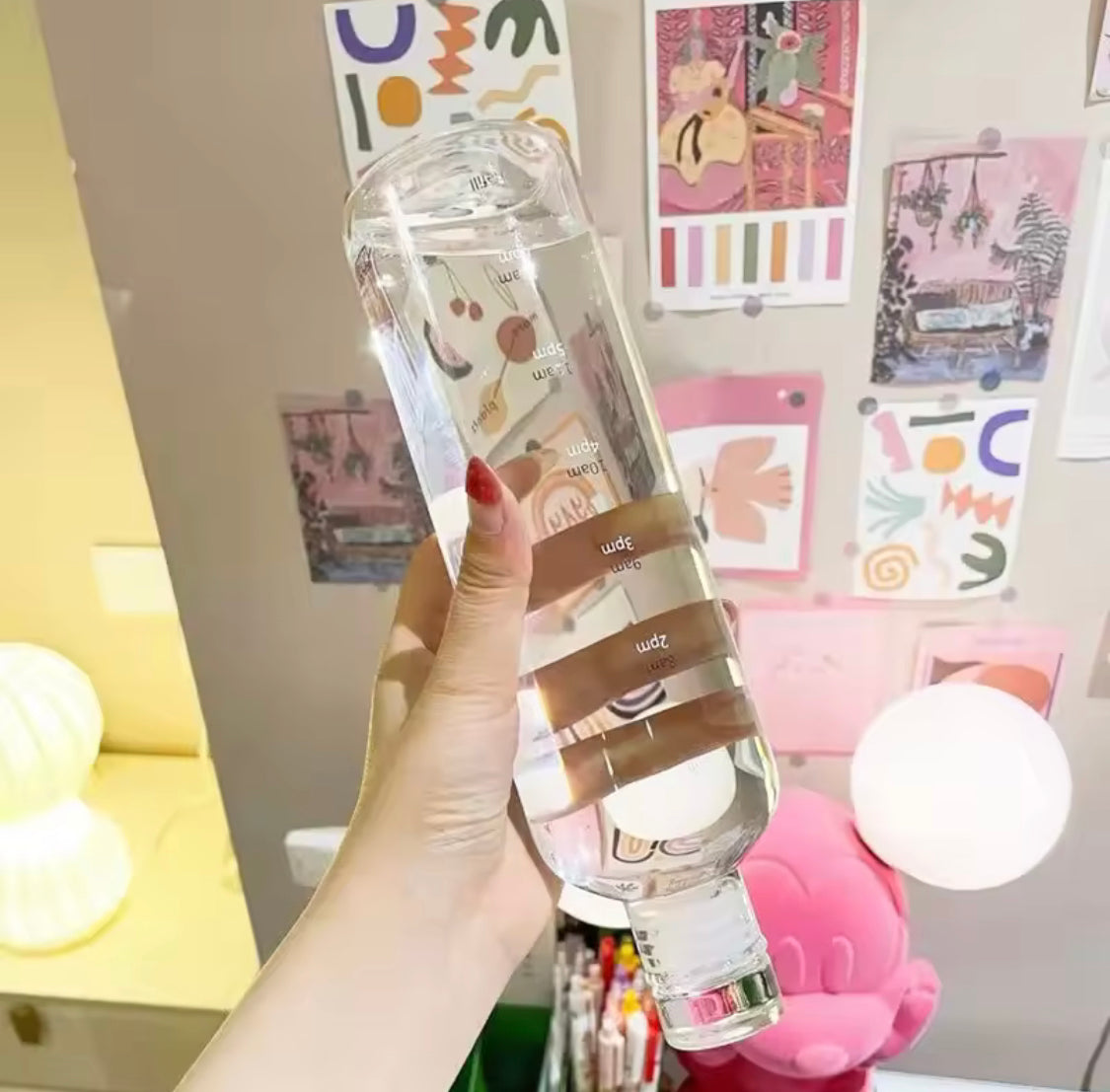 Creative Plastic Water Bottle With Time Scale, Large Capacity Leakproof Water Bottle, Gym Sports Water Bottles