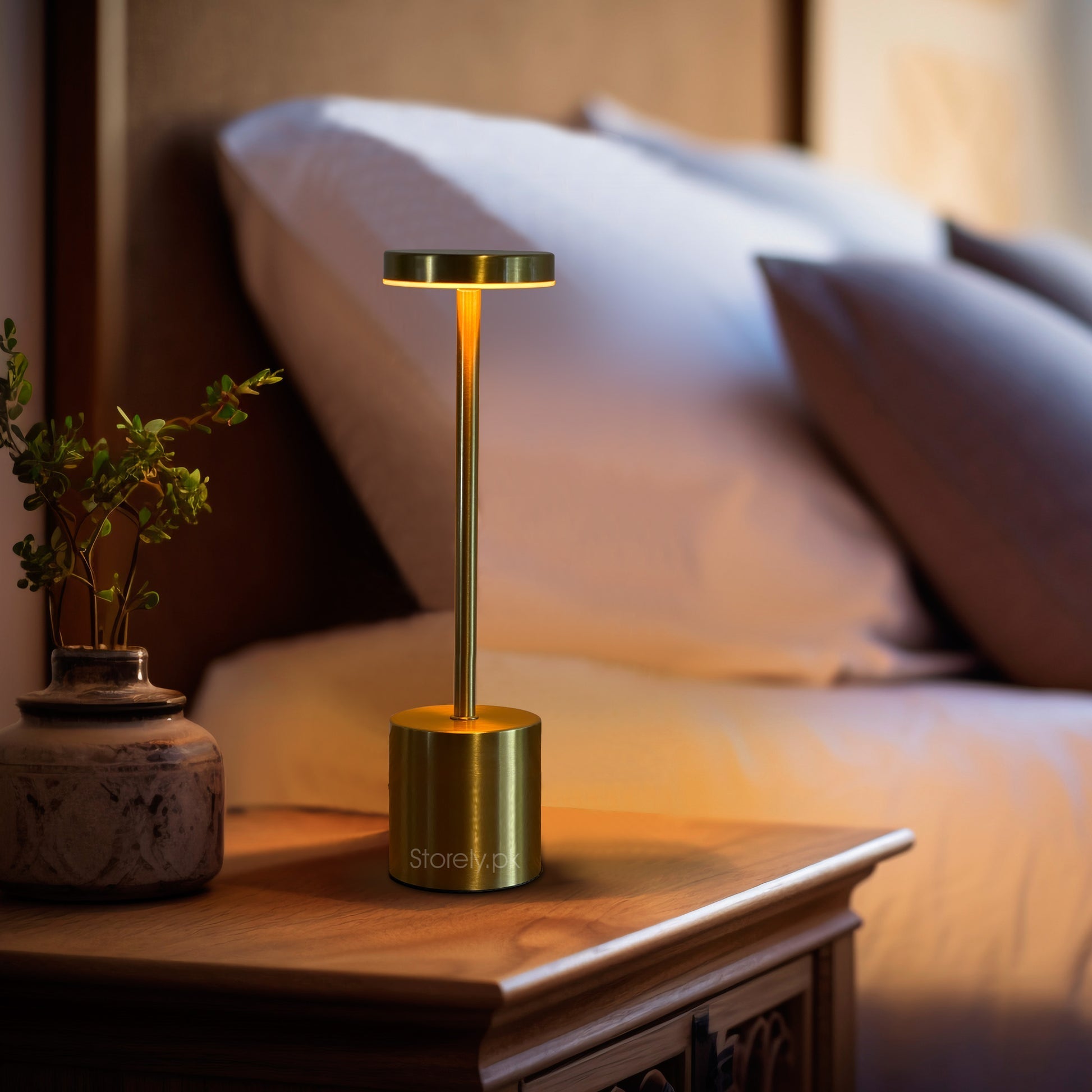USB Rechargeable LED Night Light Desk Lamp – Portable Metal Table Lamp with Touch Sensor