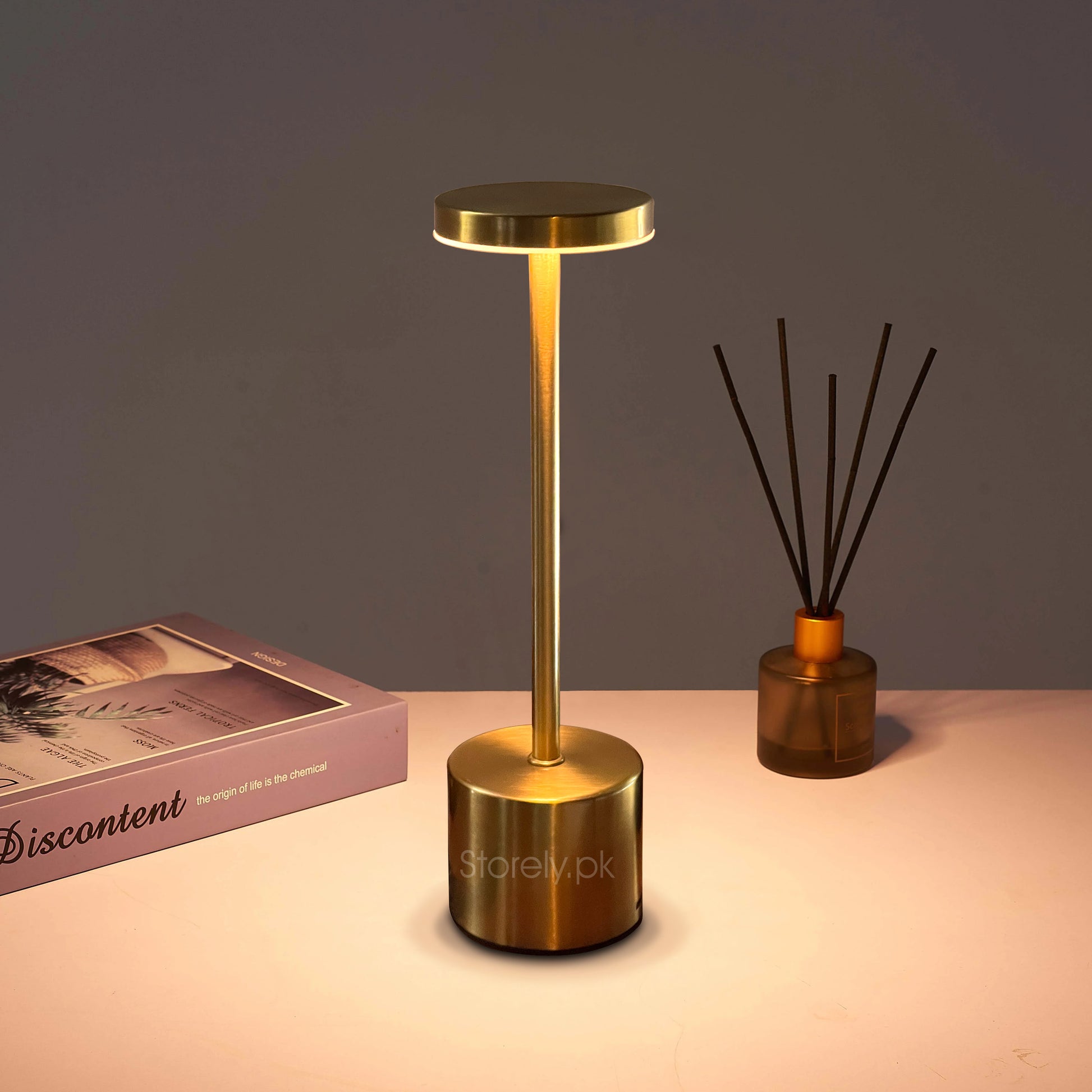 USB Rechargeable LED Night Light Desk Lamp – Portable Metal Table Lamp with Touch Sensor