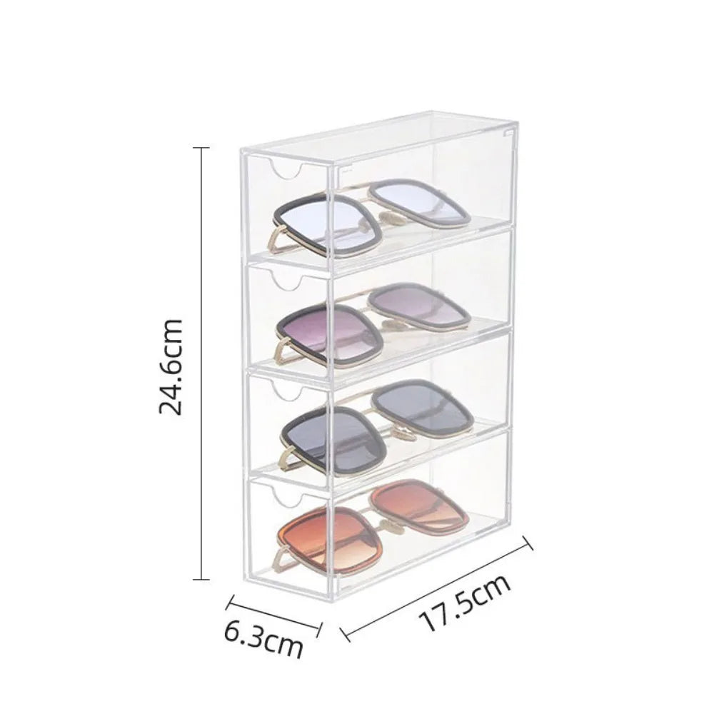 4 Layer Acrylic Sunglasses Storage Box – Transparent Organizer Case