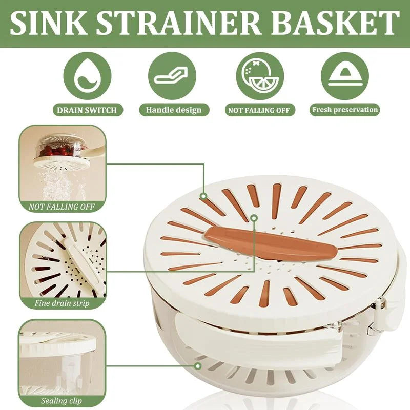 Fruit Drain Basket Strainer – Multi-Purpose Washing Bowl