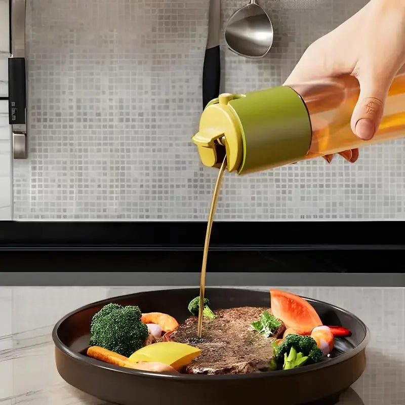 2 in 1 Oil Spray Bottle – Dual Glass Dispenser for Kitchen Use