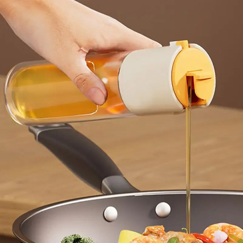 2 in 1 Oil Spray Bottle – Dual Glass Dispenser for Kitchen Use