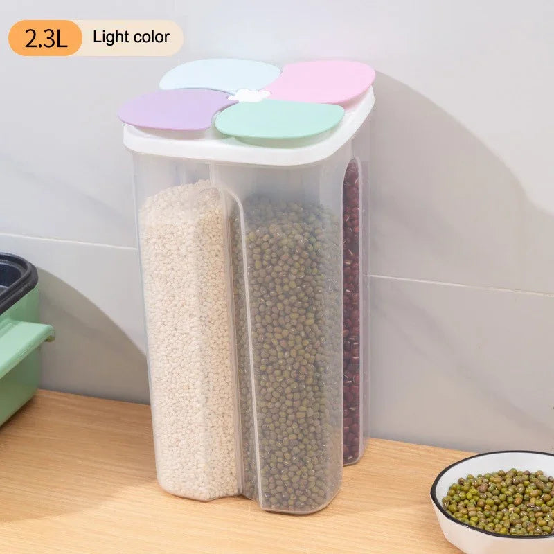 4 Grids Kitchen Cereal Storage Box – Airtight Food Container