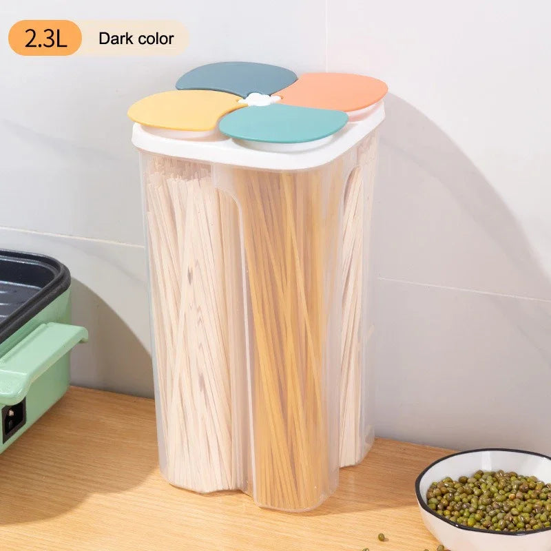 4 Grids Kitchen Cereal Storage Box – Airtight Food Container