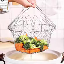 Stainless Steel Folding Oil Fry Basket – Kitchen Oil Drain & Filtration Tool