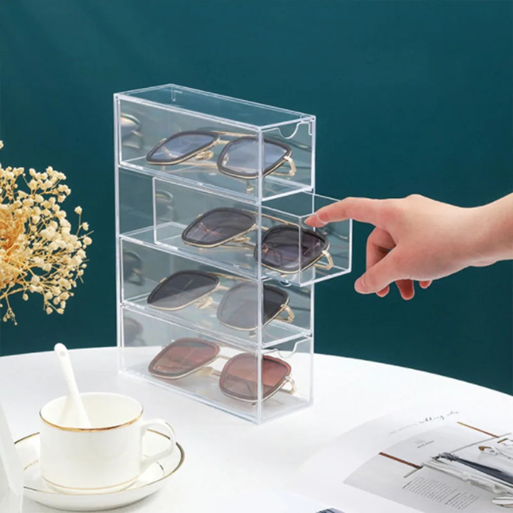 4 Layer Acrylic Sunglasses Storage Box – Transparent Organizer Case