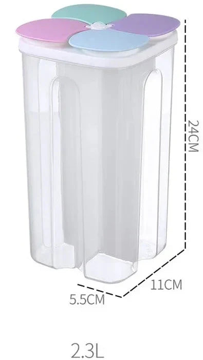 4 Grids Kitchen Cereal Storage Box – Airtight Food Container