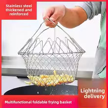 Stainless Steel Folding Oil Fry Basket – Kitchen Oil Drain & Filtration Tool