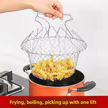 Stainless Steel Folding Oil Fry Basket – Kitchen Oil Drain & Filtration Tool