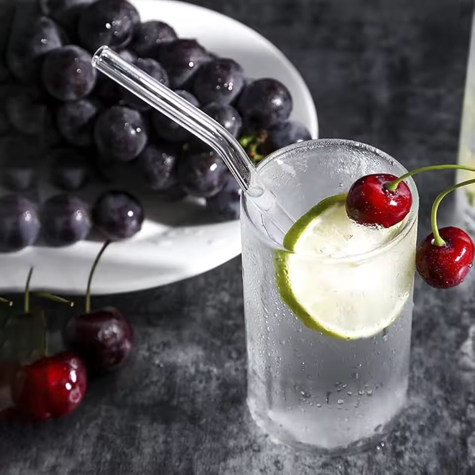 5pcs Reusable Glass Straw Set with Cleaning Brush