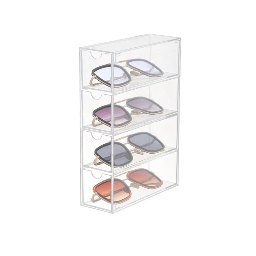 4 Layer Acrylic Sunglasses Storage Box – Transparent Organizer Case