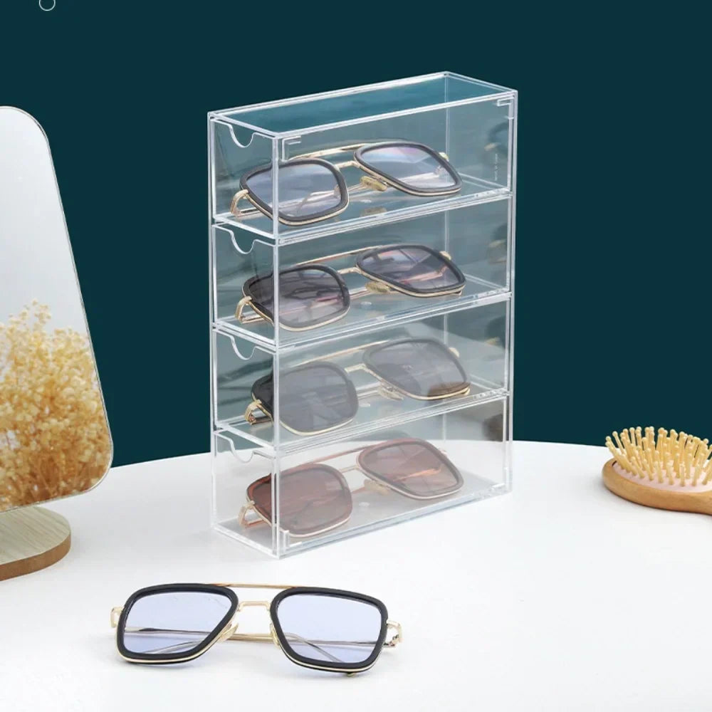 4 Layer Acrylic Sunglasses Storage Box – Transparent Organizer Case