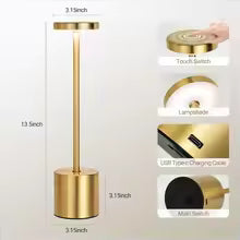 USB Rechargeable LED Night Light Desk Lamp – Portable Metal Table Lamp with Touch Sensor