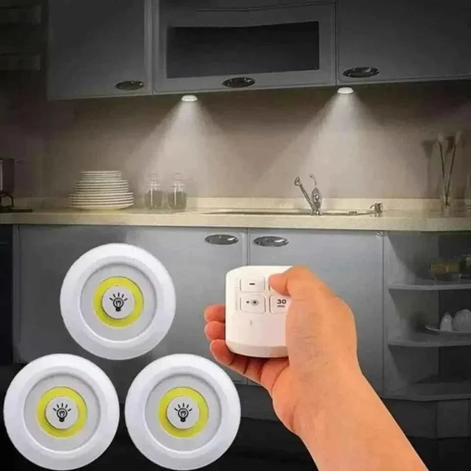 Pack of 3 Wireless LED Night Lights with Remote Control - Ultra-Bright