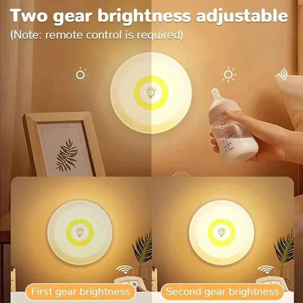 Pack of 3 Wireless LED Night Lights with Remote Control - Ultra-Bright
