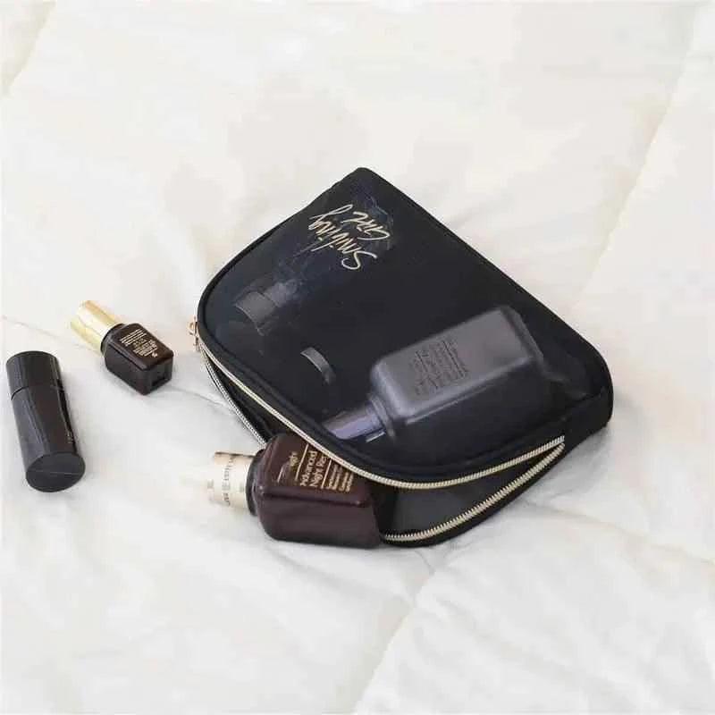 Black Mesh Makeup Bag for Travel and Organization