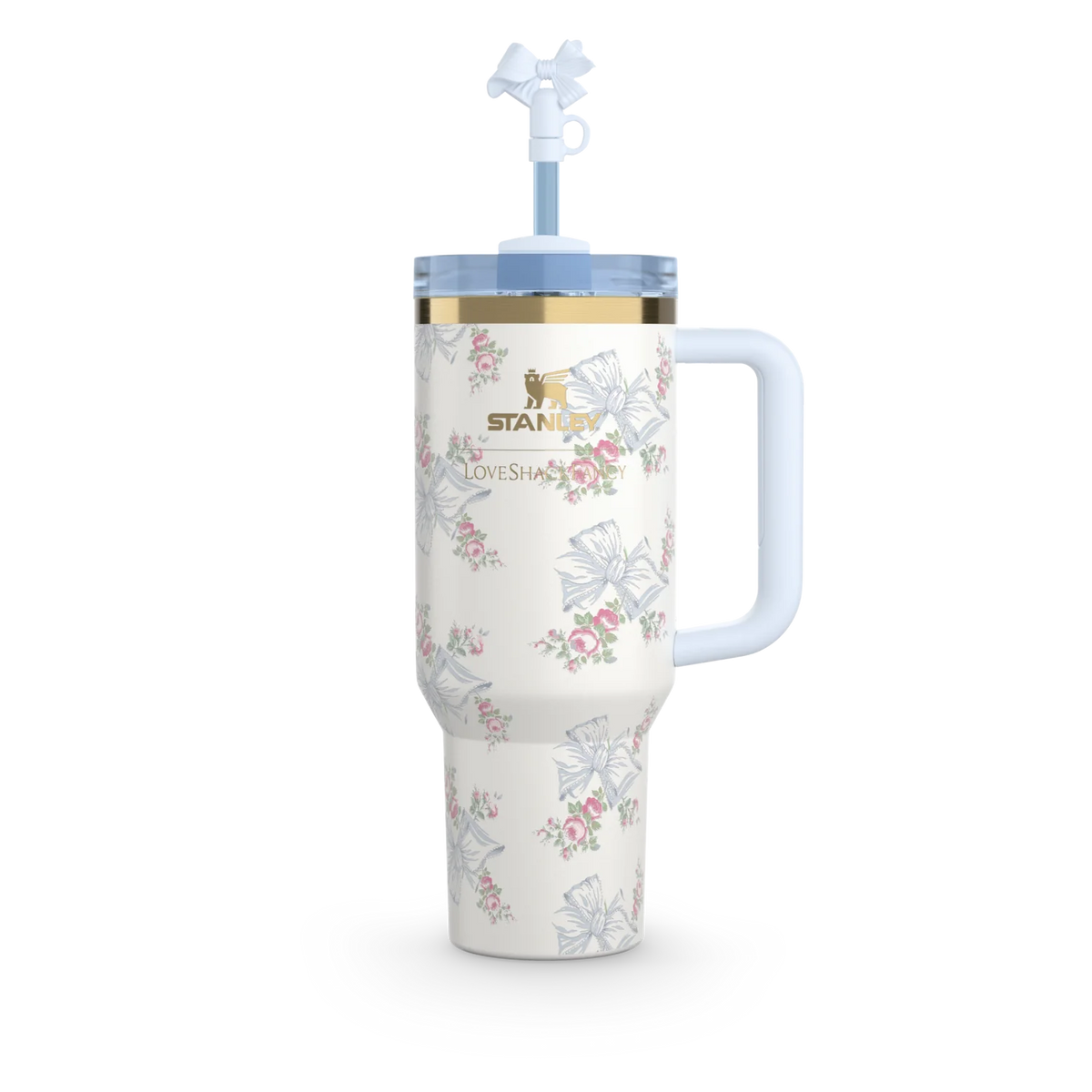 The Stanley X LoveShackFancy Holiday Quencher | 40oz – Rosa Beaux Blue | Premium Box Pack