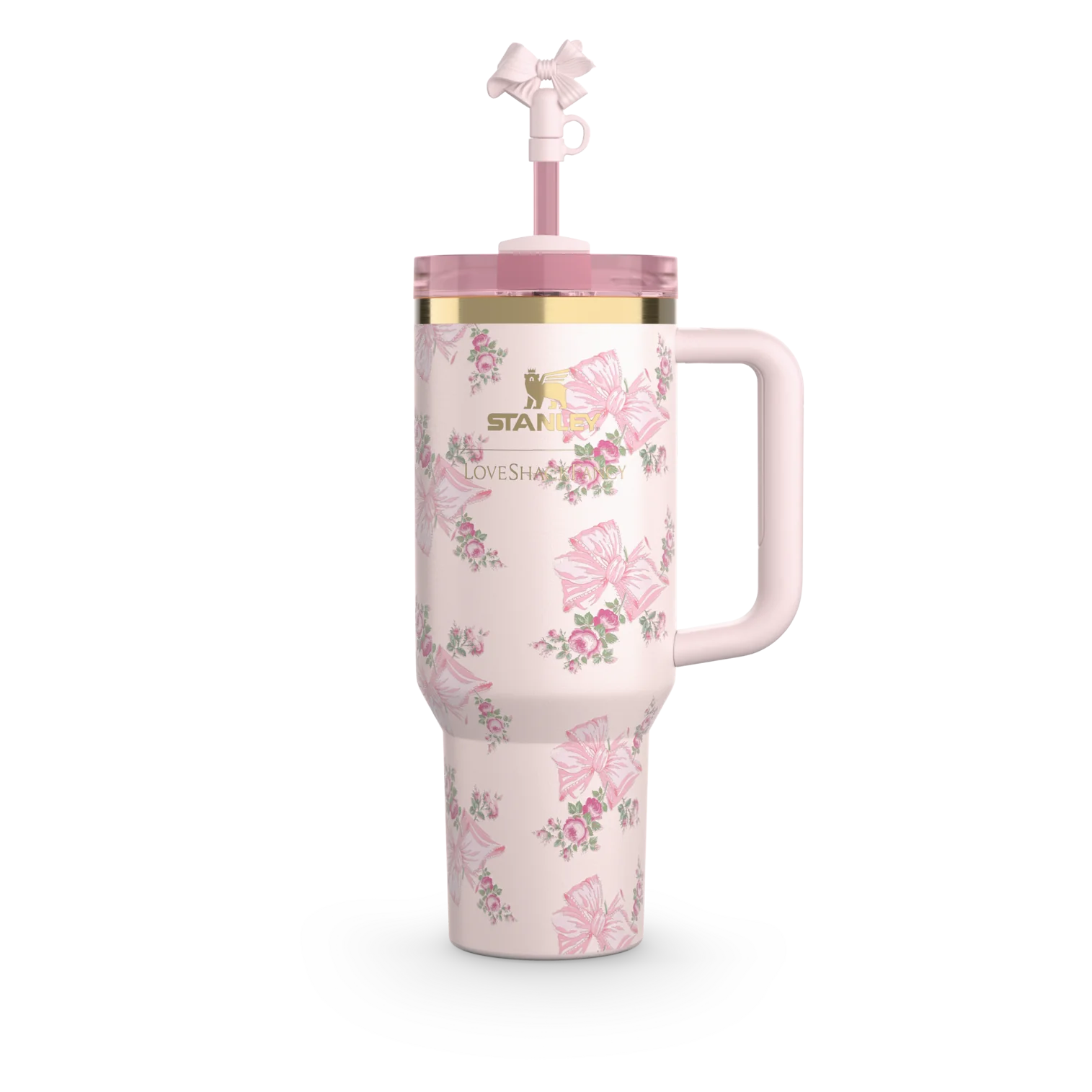 The Stanley X LoveShackFancy Holiday Quencher | 40oz – Rosa Beaux Pink | Premium Box Pack