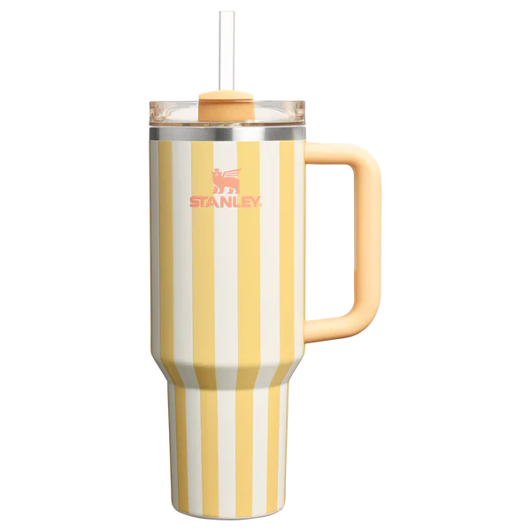 Stanley Quencher H2.0 Flowstate™ Tumbler | 40 OZ - Emerald Cabana Stripes Butter