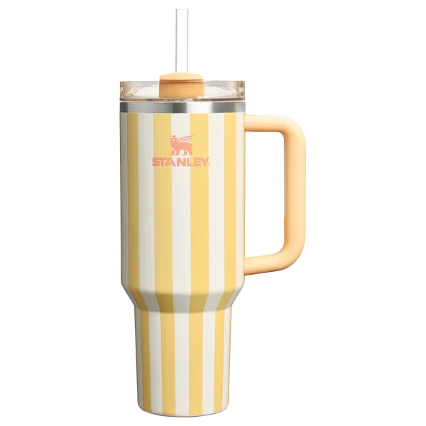 Stanley Quencher H2.0 Flowstate™ Tumbler | 40 OZ - Emerald Cabana Stripes Butter