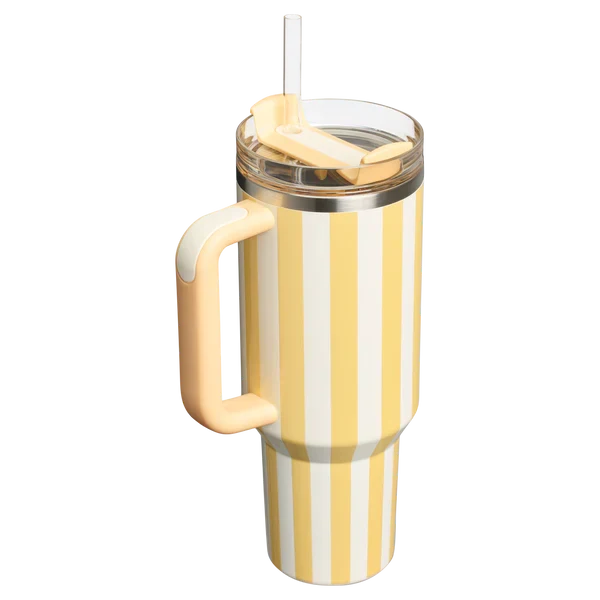 Stanley Quencher H2.0 Flowstate™ Tumbler | 40 OZ - Emerald Cabana Stripes Butter
