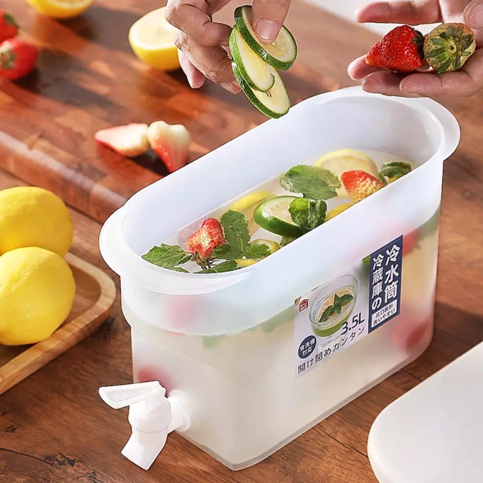 3 Liter Refrigerator Kettle with Faucet, Lemonade Drinkware Water Cooler, Ice Water Beverage Dispenser, Plastic Drink Dispenser For Refrigerator