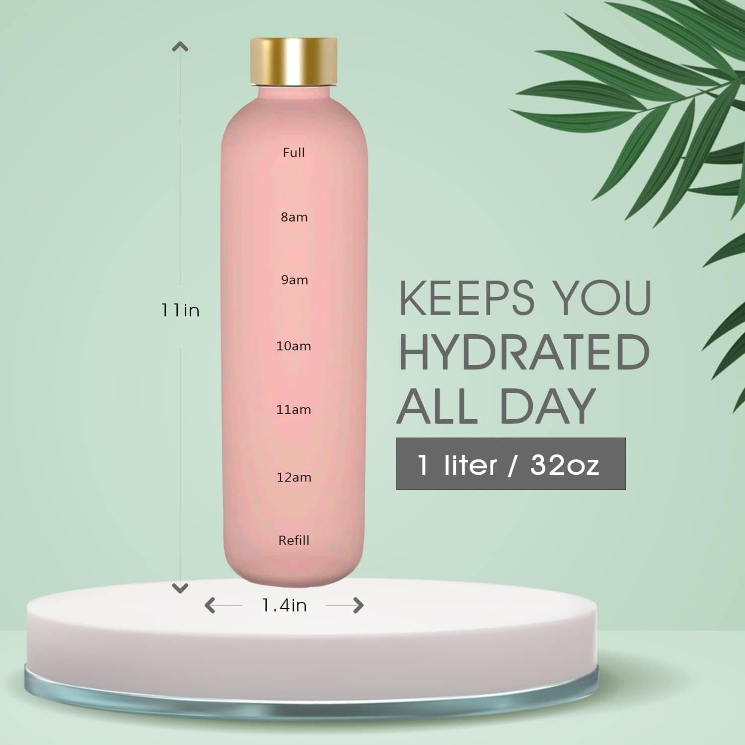 1L Time Marker Water Bottle, Motivational Water Bottle With Time Markings, Sports Water Bottle for Outdoor Activities