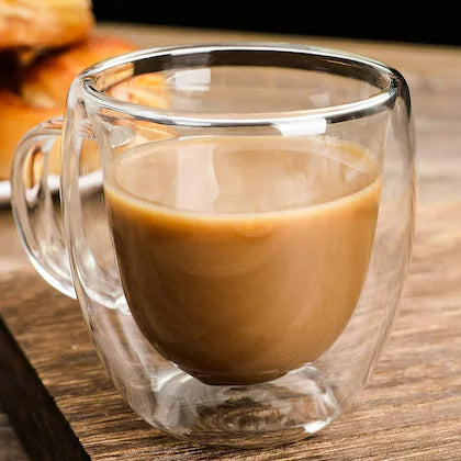 Heat Resistant Tea Cup, Double Wall Glass Cup With Handle, Portable Transparent Beverage Mug, Chai Glass Cup, Insulated Coffee Mug, Coffee Glass