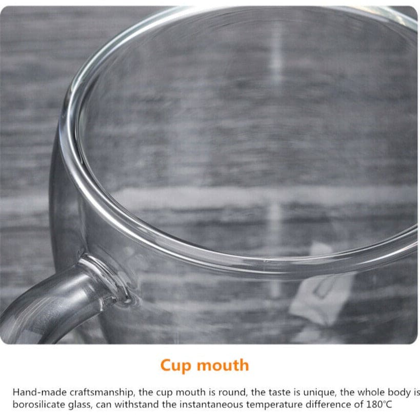Heat Resistant Tea Cup, Double Wall Glass Cup With Handle, Portable Transparent Beverage Mug, Chai Glass Cup, Insulated Coffee Mug, Coffee Glass
