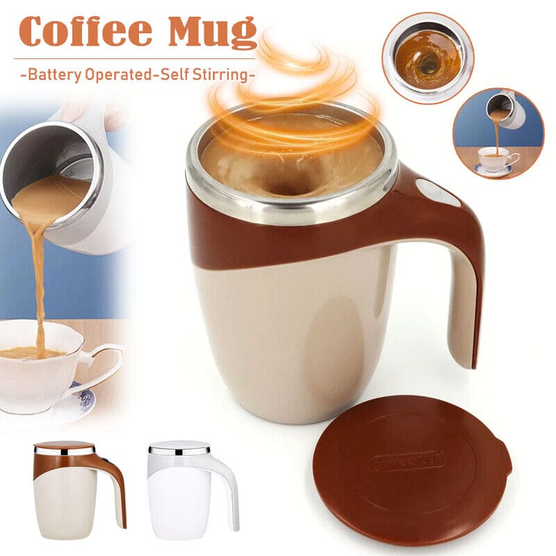 Self Stirring Coffee Mug, Automatic Magnetic Stirring Coffee Cup, 380mL Auto Mixing Mug with Lid, Rechargeable Magnetic Coffee Mug, Electric Smart Mixer Coffee Cup, Stainless Steel Self Mixing Coffee Cup, Portable Stirring Cup