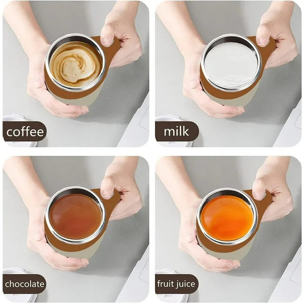 Self Stirring Coffee Mug, Automatic Magnetic Stirring Coffee Cup, 380mL Auto Mixing Mug with Lid, Rechargeable Magnetic Coffee Mug, Electric Smart Mixer Coffee Cup, Stainless Steel Self Mixing Coffee Cup, Portable Stirring Cup